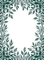 Emerald Green Botanical Vine Border Rug