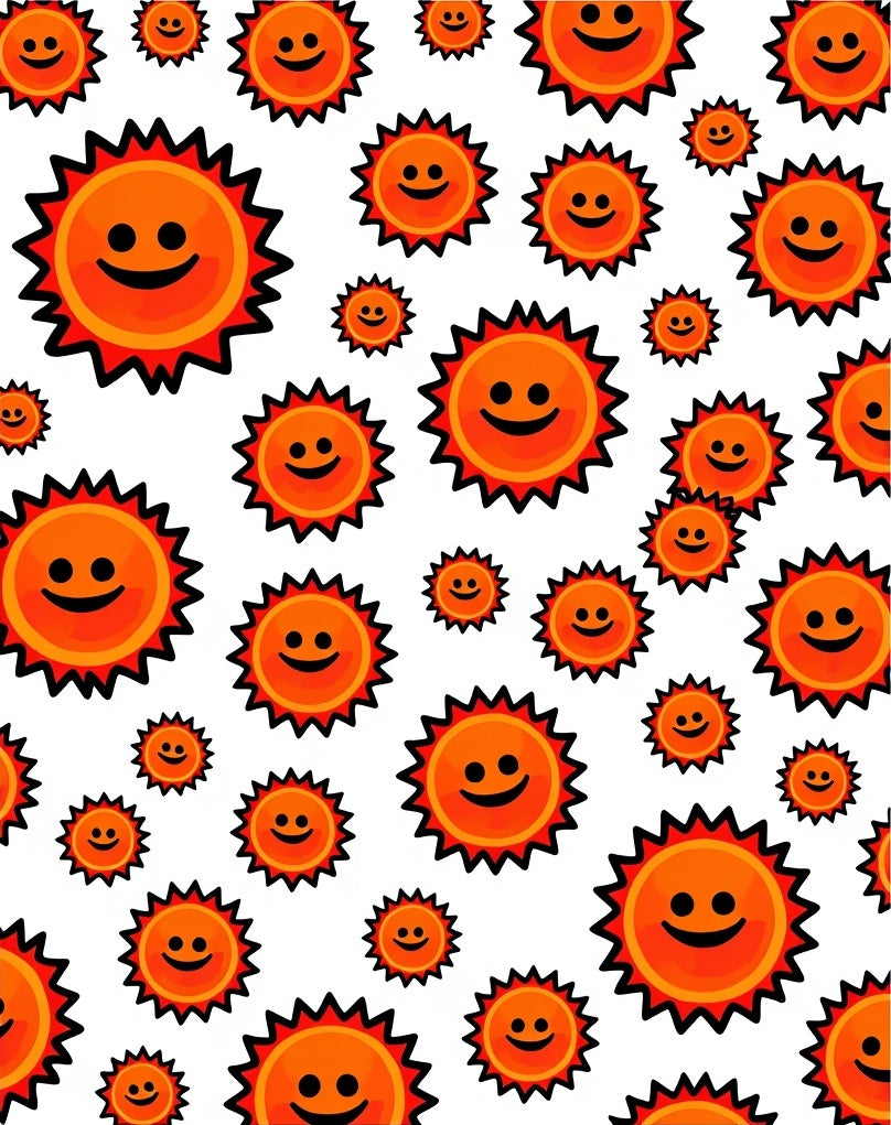 Happy Sun Faces Pattern Rug