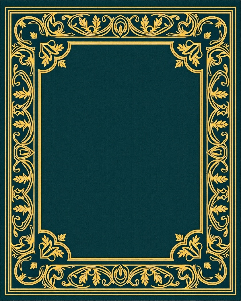 Ornate Floral Golden Border Rug