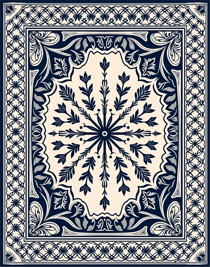 Ornate Floral Scrollwork Medallion Rug