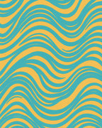 Bold Teal Yellow Flowing Waves Rug