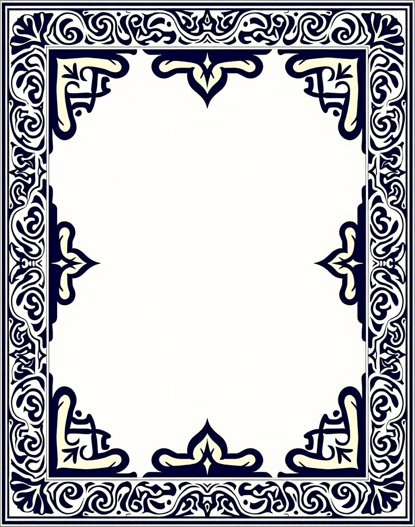 Traditional Blue Ivory Scroll Pattern Rug