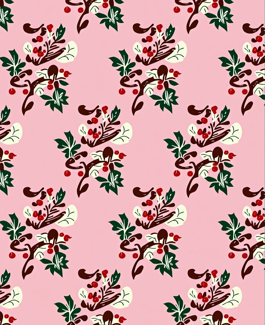 Pink Berry Branch Medallion Rug