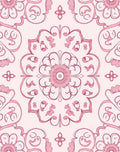 Pink Floral Medallion Swirl Pattern Rug