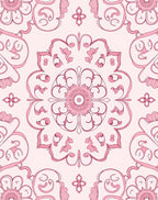 Pink Floral Medallion Swirl Pattern Rug