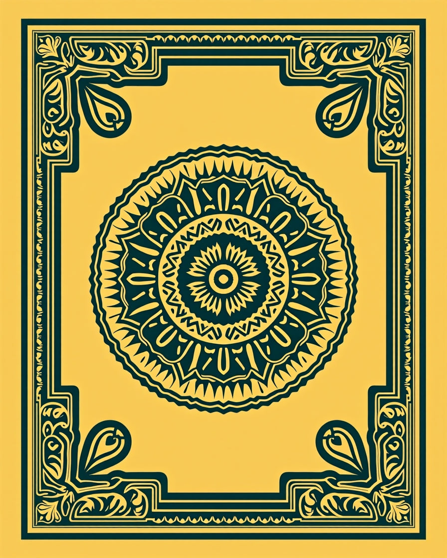 Ornamental Mandala Frame Pattern Rug