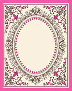 Ornate Pink Cream Floral Scroll Rug