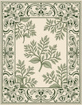 Ornate Green Leafy Vine Border Rug