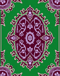 Vivid Green Oval Floral Medallion Design Rug