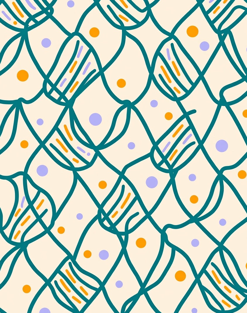 Teal Wavy Geometric Dot Pattern Rug