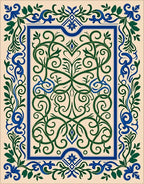Intricate Woven Emerald Blue Floral Rug