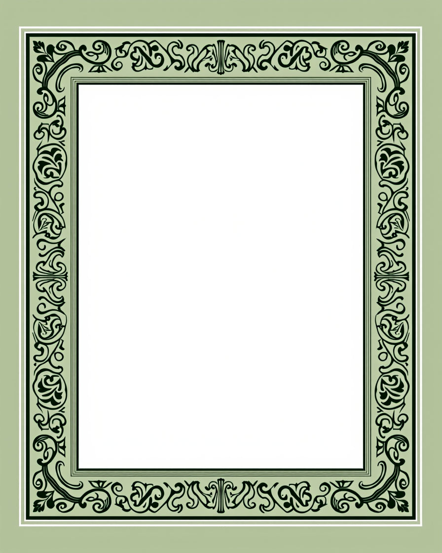 Ornate Floral Vine Border Design Rug