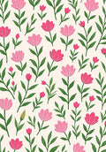 Pink And Green Flower Pattern Rug