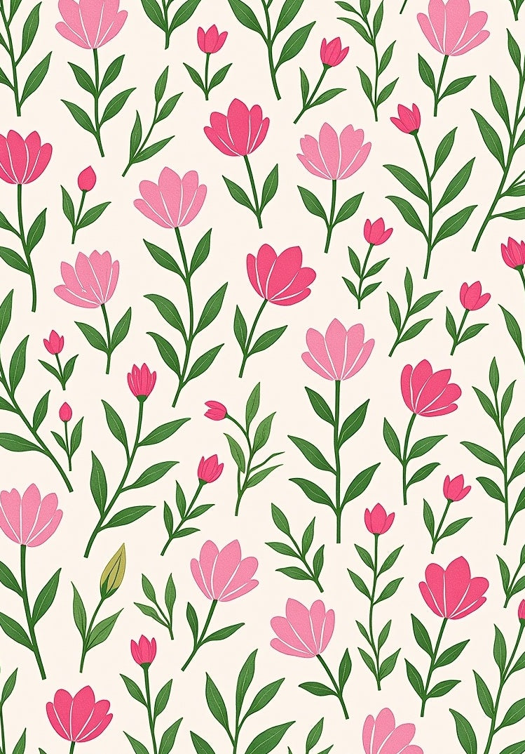 Pink And Green Flower Pattern Rug