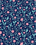 Charming Pink Floral Vine Pattern Rug