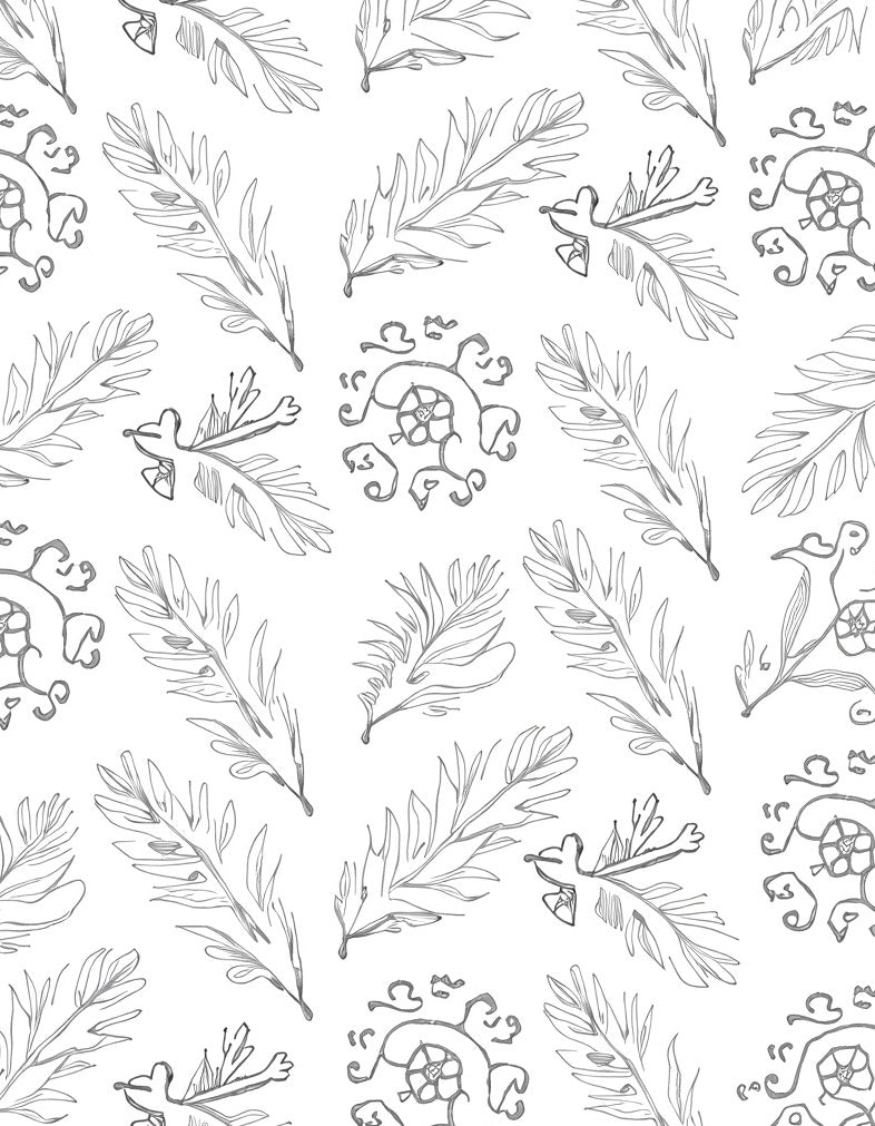 Simple Feather Leaf Scroll Artwork Rug