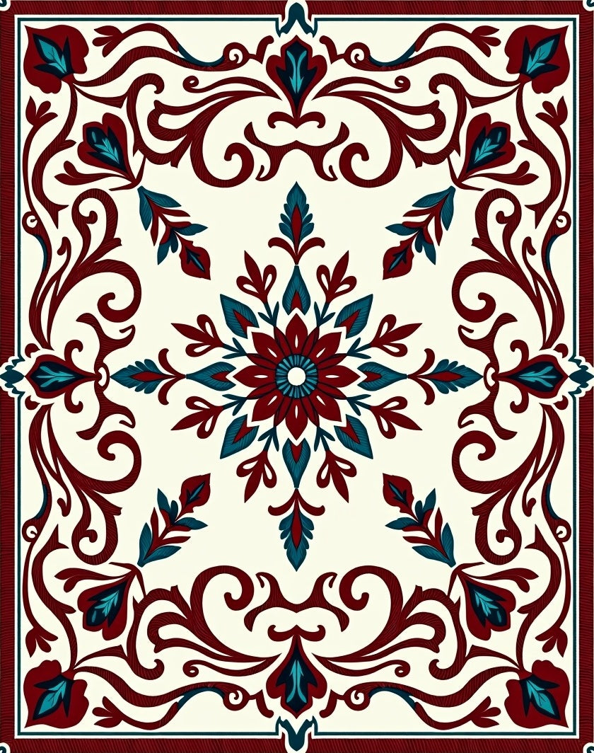 Ornate Floral Lattice Design Rug