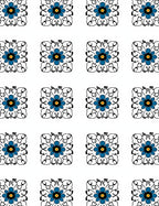 Charming Blue Floral Square Pattern Rug