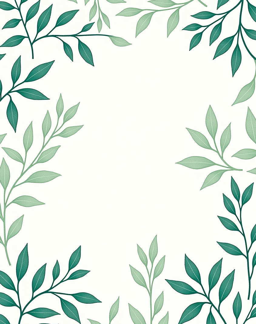 Fresh Leaf Pattern Border Design Rug