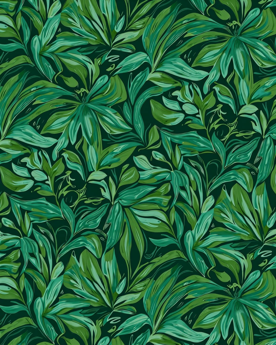 Verdant Jungle Leaf Pattern Rug