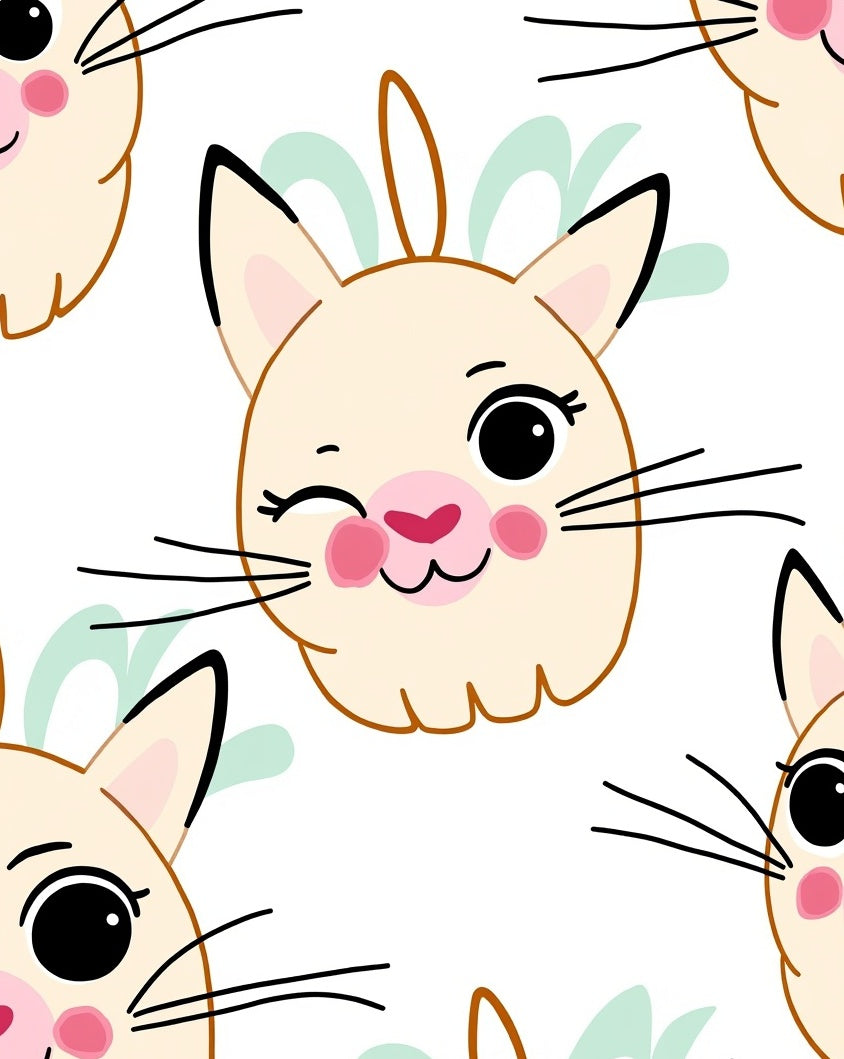 Cute Cat Face Whimsical Pattern Rug