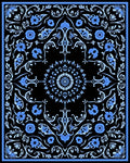 Black Floral Scrollwork Medallion Pattern Rug
