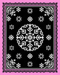 Black Pink Snowflake Medallion Border Rug