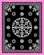 Black Pink Snowflake Medallion Border Rug