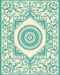 Teal Mandala Art Deco Pattern Rug