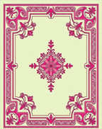 Pink Floral Border Medallion Design Rug