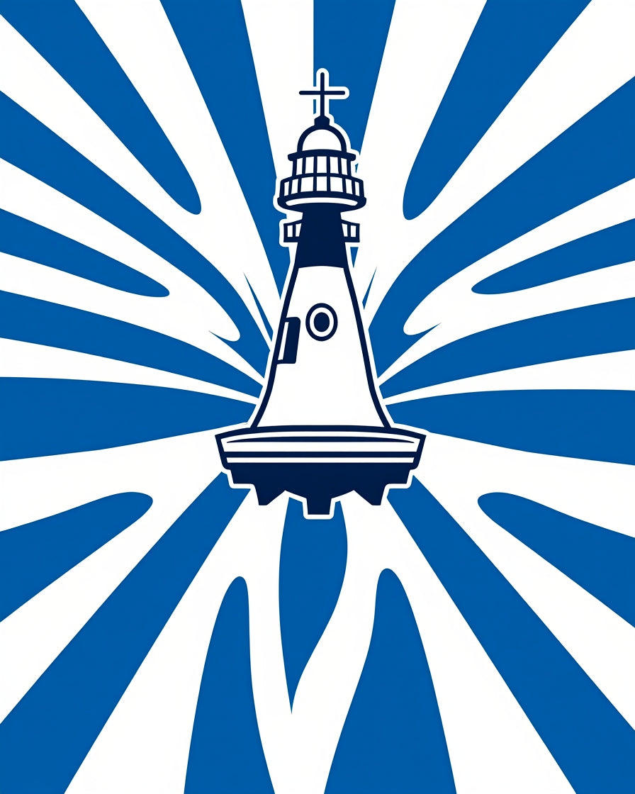 Stark Lighthouse Blue Wave Pattern Rug