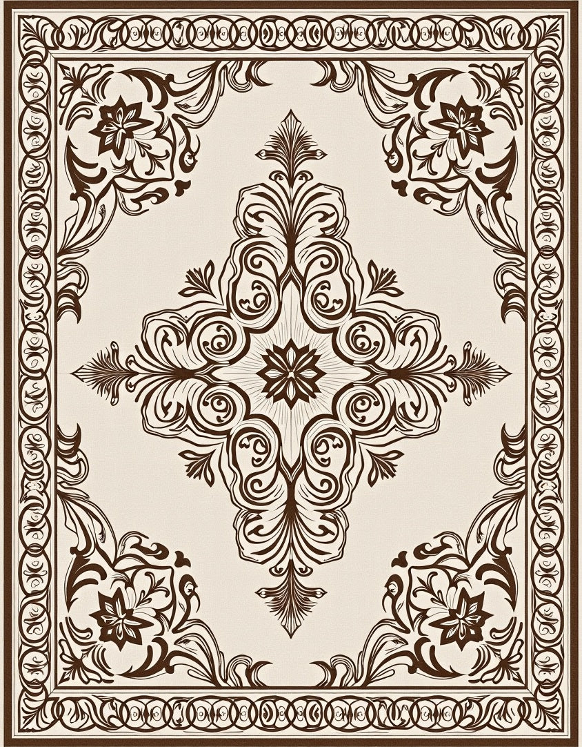 Ornate Floral And Scrollwork Pattern Rug