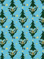Dark Green Pine Yellow Star Accents Rug