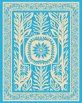Blue and Beige Floral Symmetry Rug