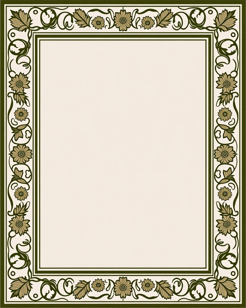 Nature Inspired Floral Border Design Rug