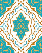 Ornate Teal Gold Floral Medallion Rug