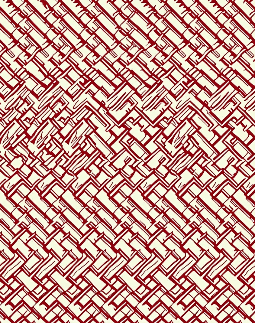Red Cream Geometric Interlocking Pattern Rug