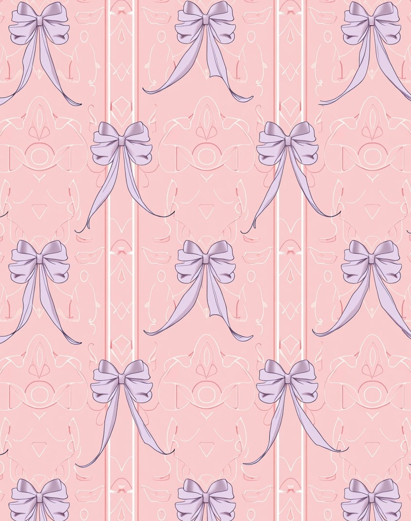 Pink Lavender Bow Motif Rug