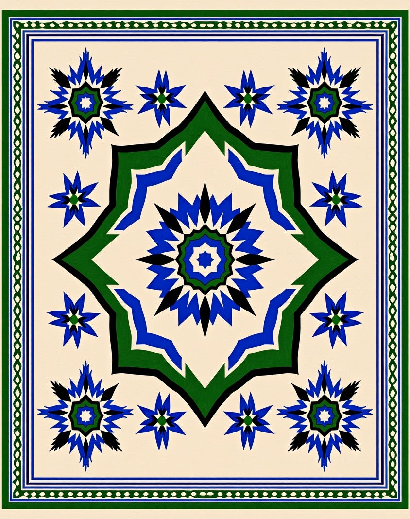 Geometric Starburst Patterned Design Rug
