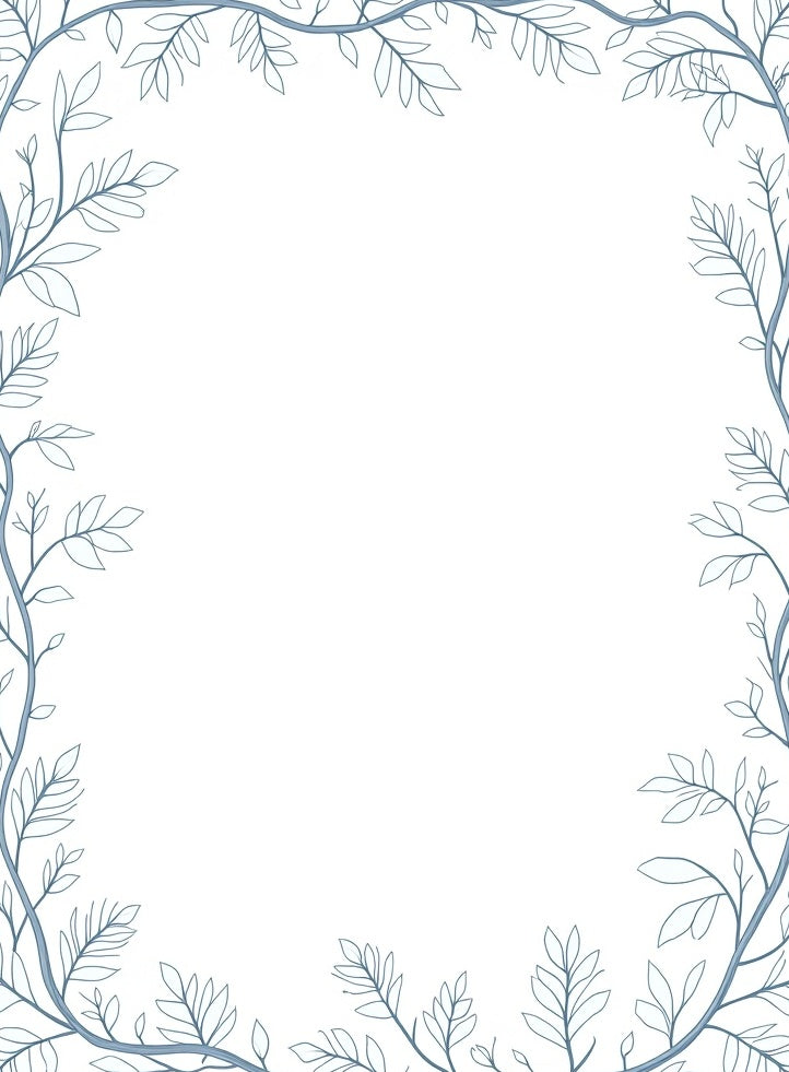 Soft Blue Vine Leaf Border Rug