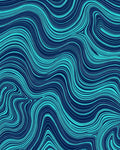 Flowing Aqua Blue Abstract Lines Rug