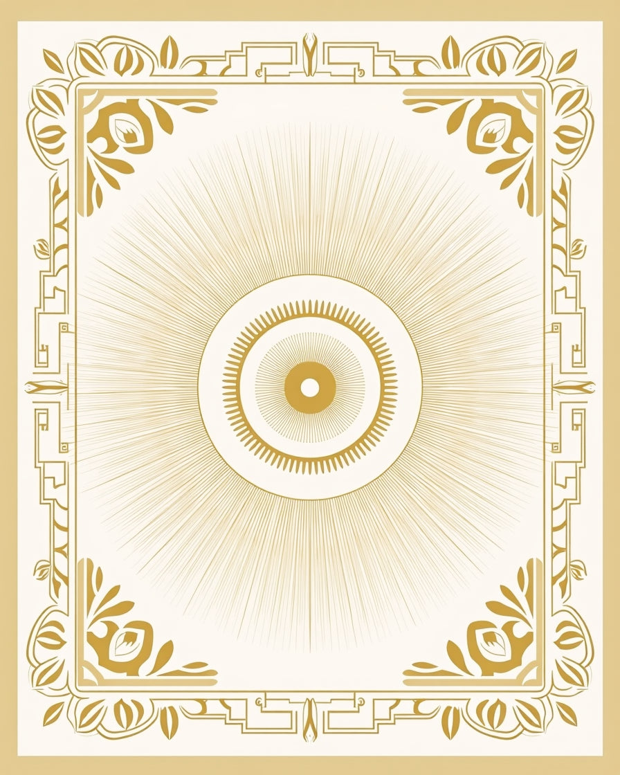 Ornate Sunburst Geometric Frame Rug