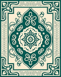 Emerald Green Vintage Floral Motif Rug