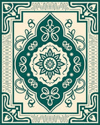 Emerald Green Vintage Floral Motif Rug