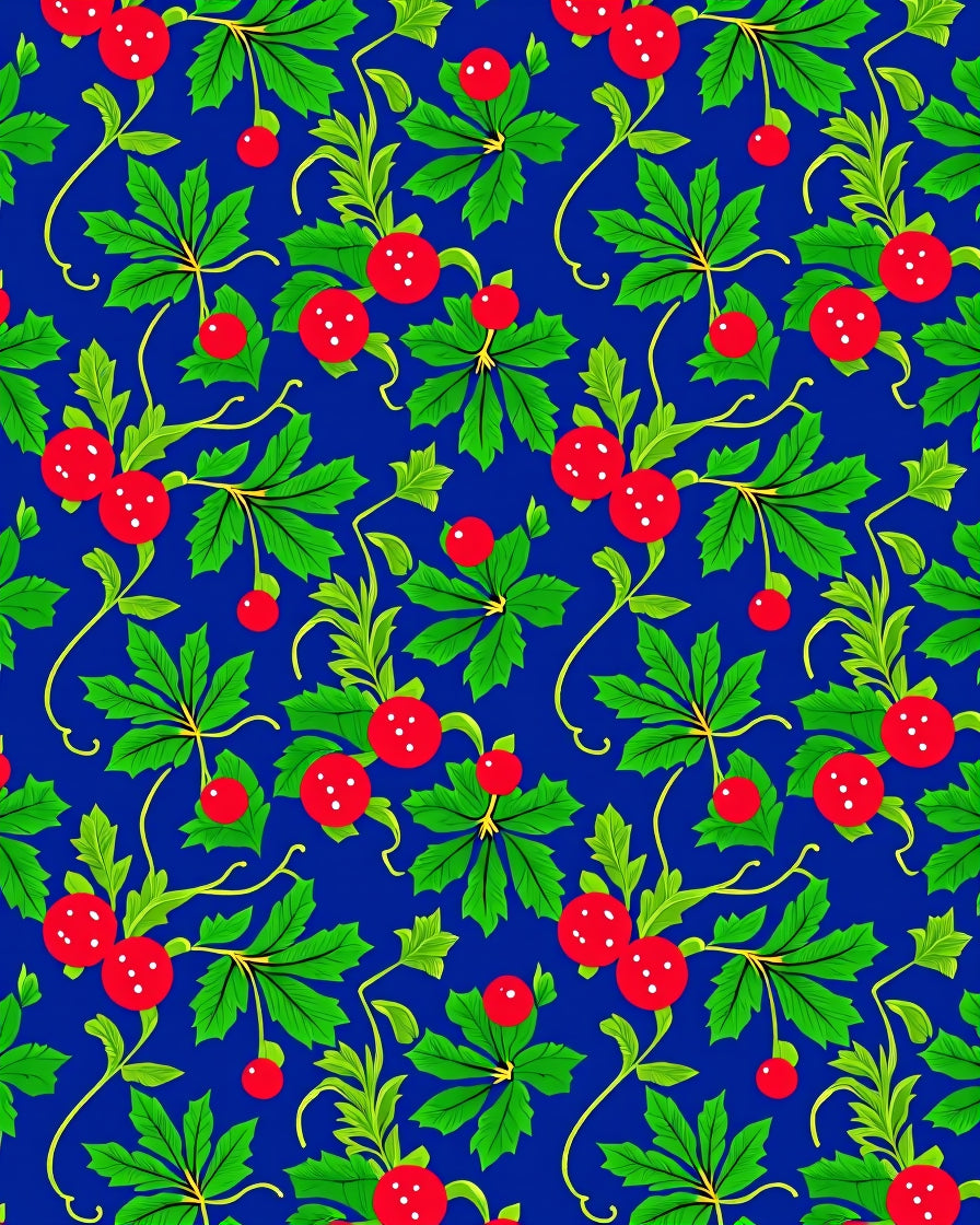 Vibrant Red Berry Vine Flourish Rug