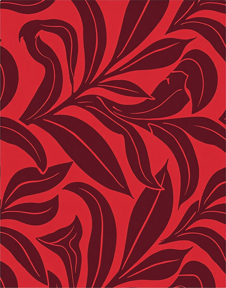 Bold Tropical Leaf Pattern Rug