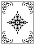 Black White Ornate Floral Diamond Rug