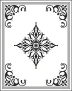 Black White Ornate Floral Diamond Rug