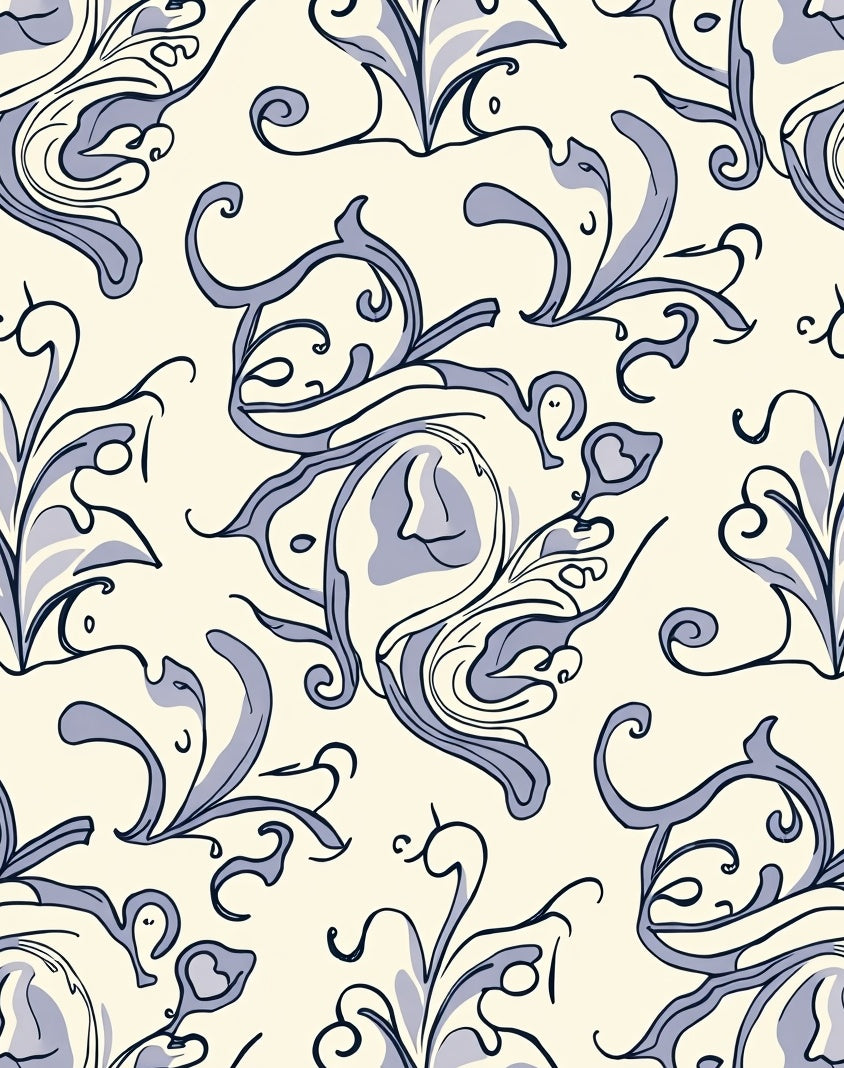 Art Nouveau Floral Swirls Pattern Rug