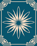 Geometric Floral Corner Frame Design Rug
